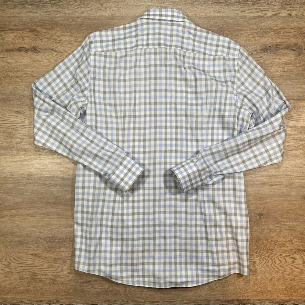 Hugo Boss Men's Dress Shirt Checkered Long Sleeve 16 1/2 34/35 Sharp Fit Blue - Picture 16 of 16